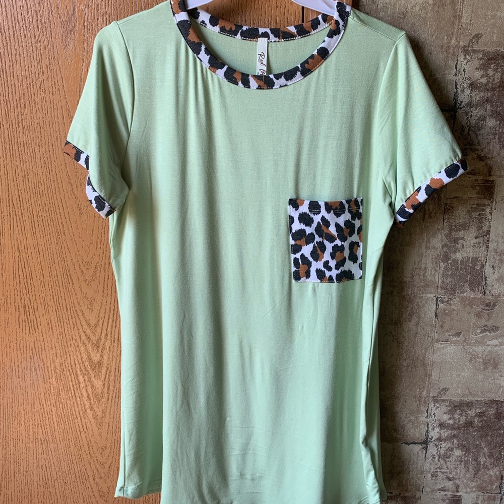 Sage/Animal Print Top